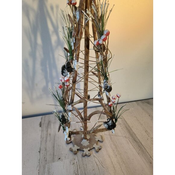 Metal frosted mistletoe frame table top tree Xmas home decor snow unique - Picture 5 of 6